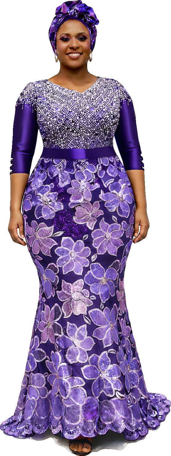Village Cloth purple floral gown