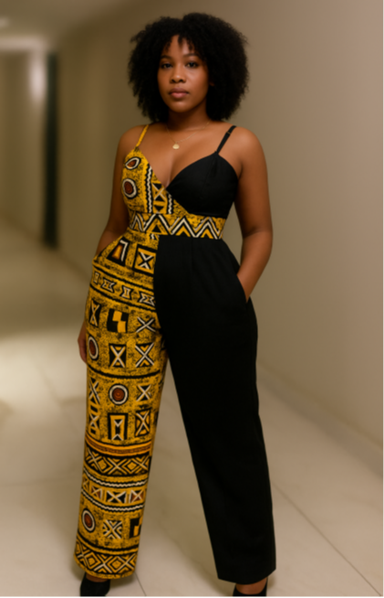 Village Cloth black and gold jumpsuit design